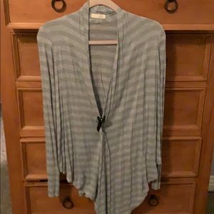 Blue & grey striped cover up, long sleeve, light